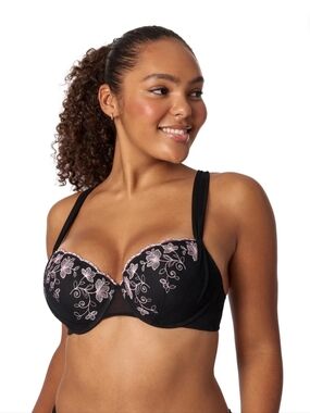 Adored by Adore Me Floral Embroidery & Mesh Sadie Push Up Bra  Underwire Sz 40DD